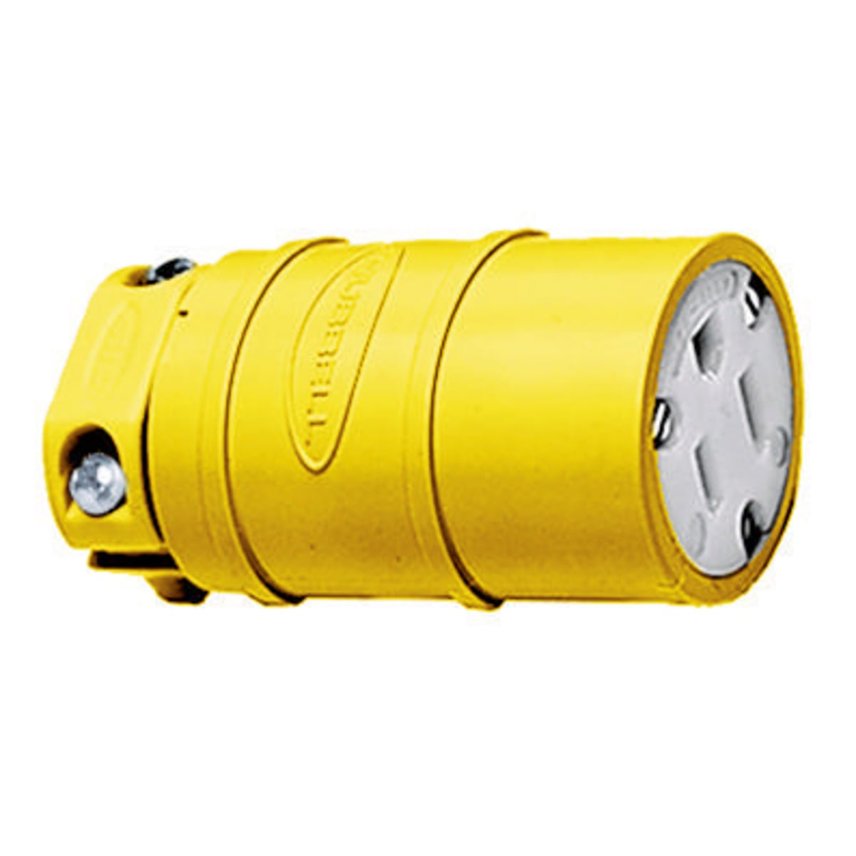 HBL1547 Dusttight Female Grounding Standard Cord Mount Straight Blade Connector, 125 V AC, 15 A, 2 Poles, 3 Wires, Yellow