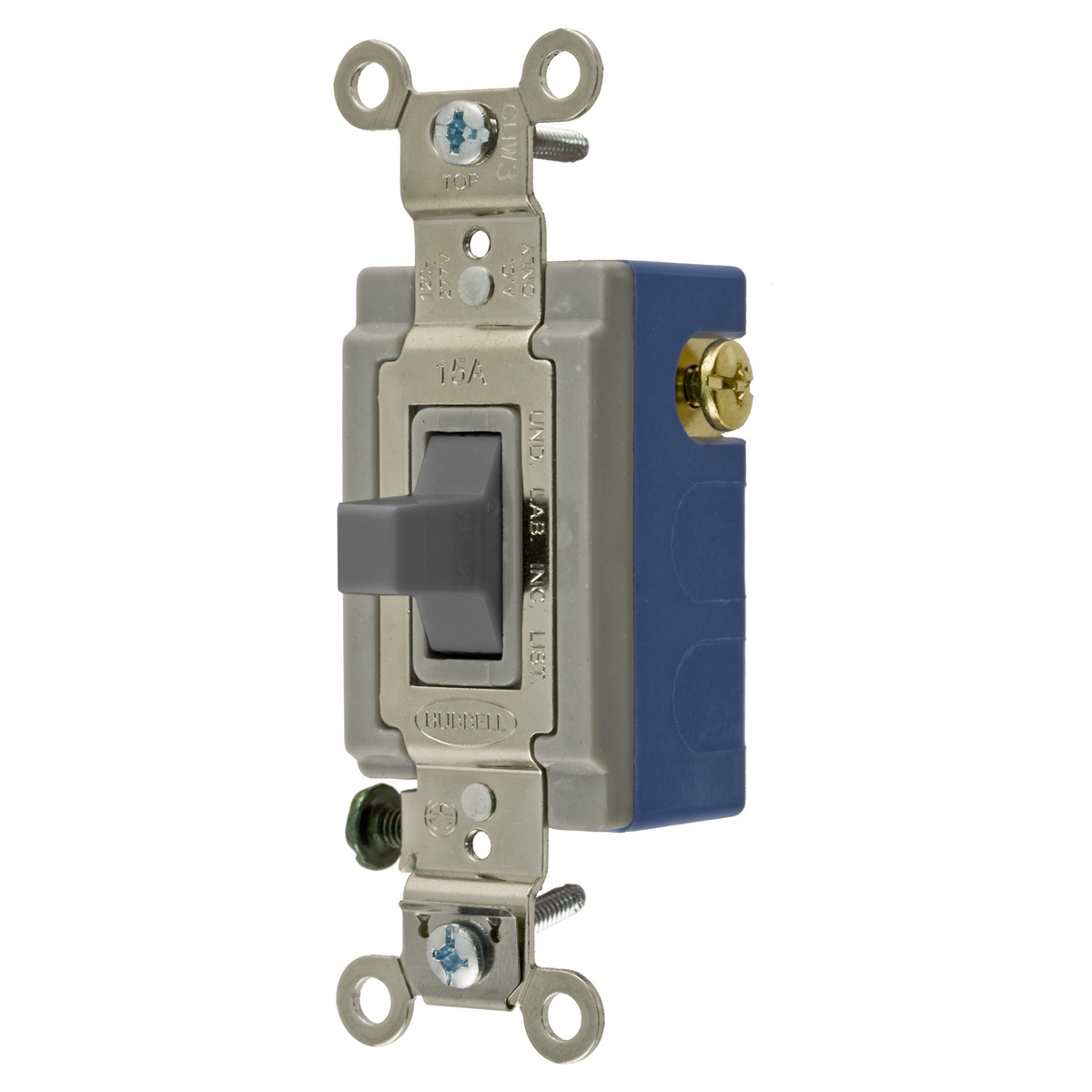 HBL1556GY Double Throw Extra Heavy Duty General Purpose Standard Toggle Switch, 120 to 277 V AC, 15 A, 4155 W Power Rating