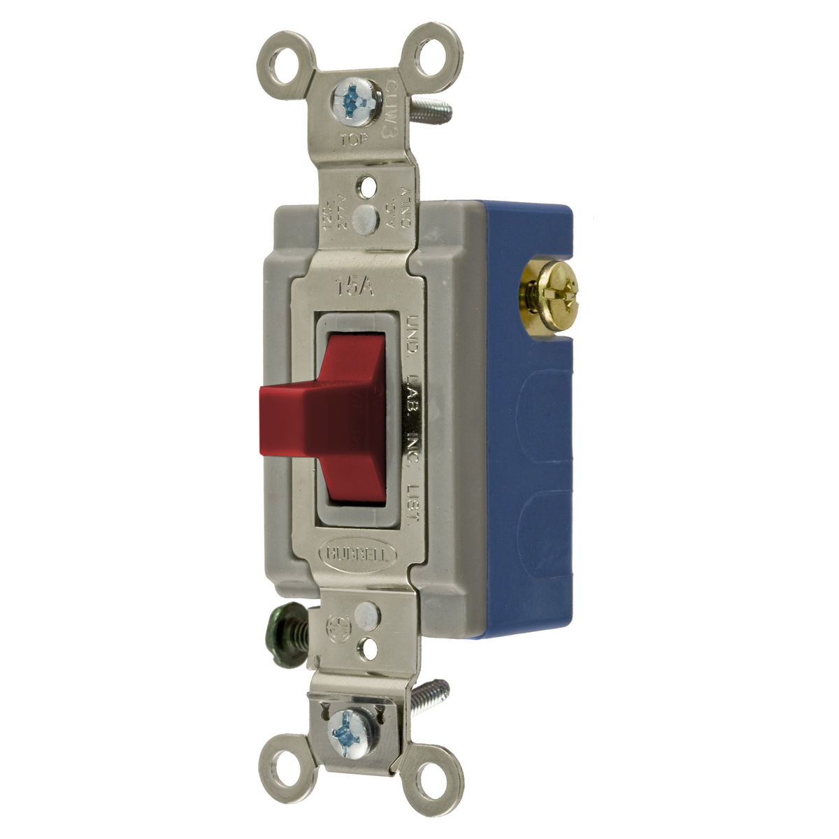HBL1556R HBL 3-Position Extra Heavy Duty Industrial/Specification Grade Standard Toggle Switch, 120 to 277 V AC, 15 A, 4155 W Power Rating