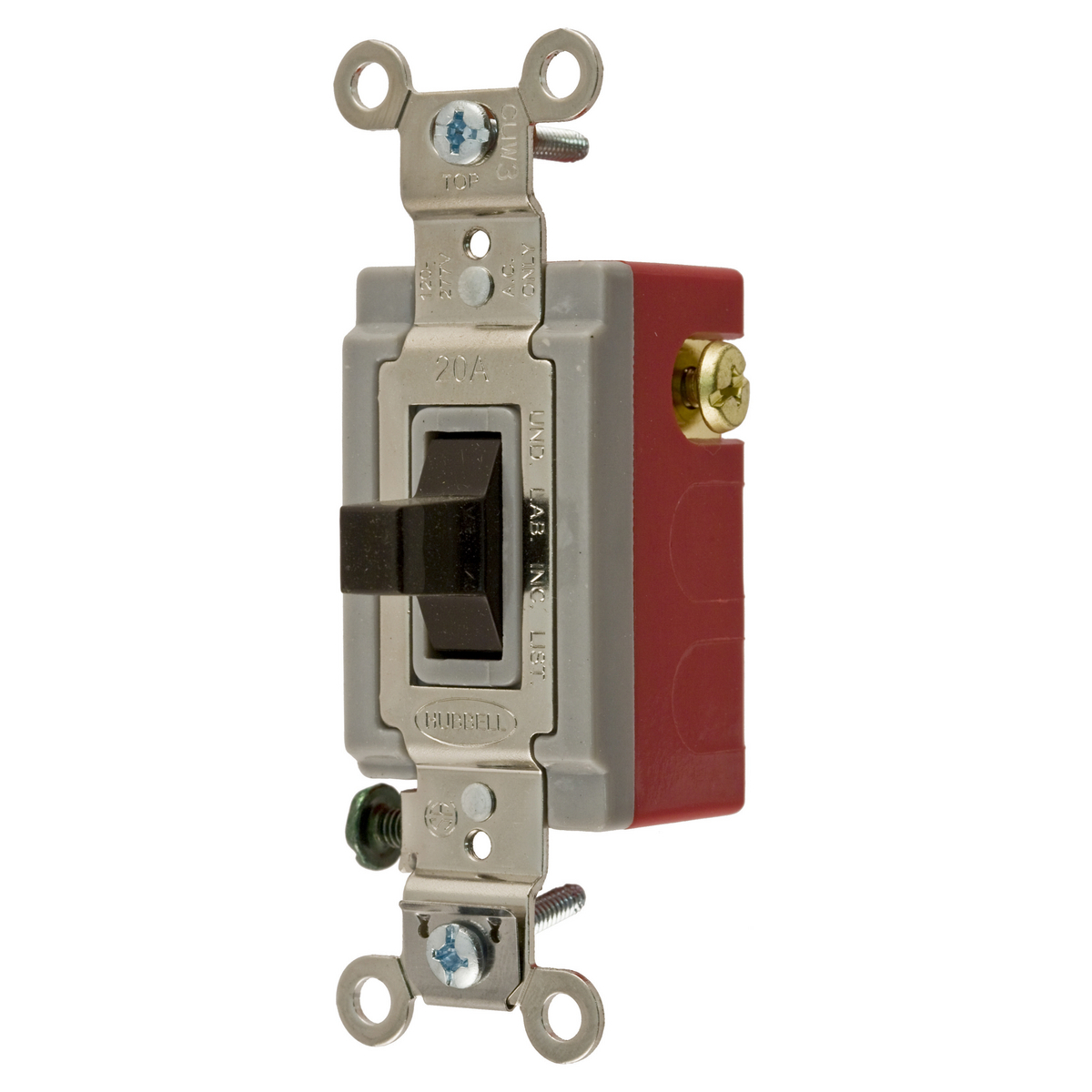 HBL1557 Double Throw Extra Heavy Duty General Purpose Standard Toggle Switch, 120 to 277 V AC, 20 A, 5540 W Power Rating