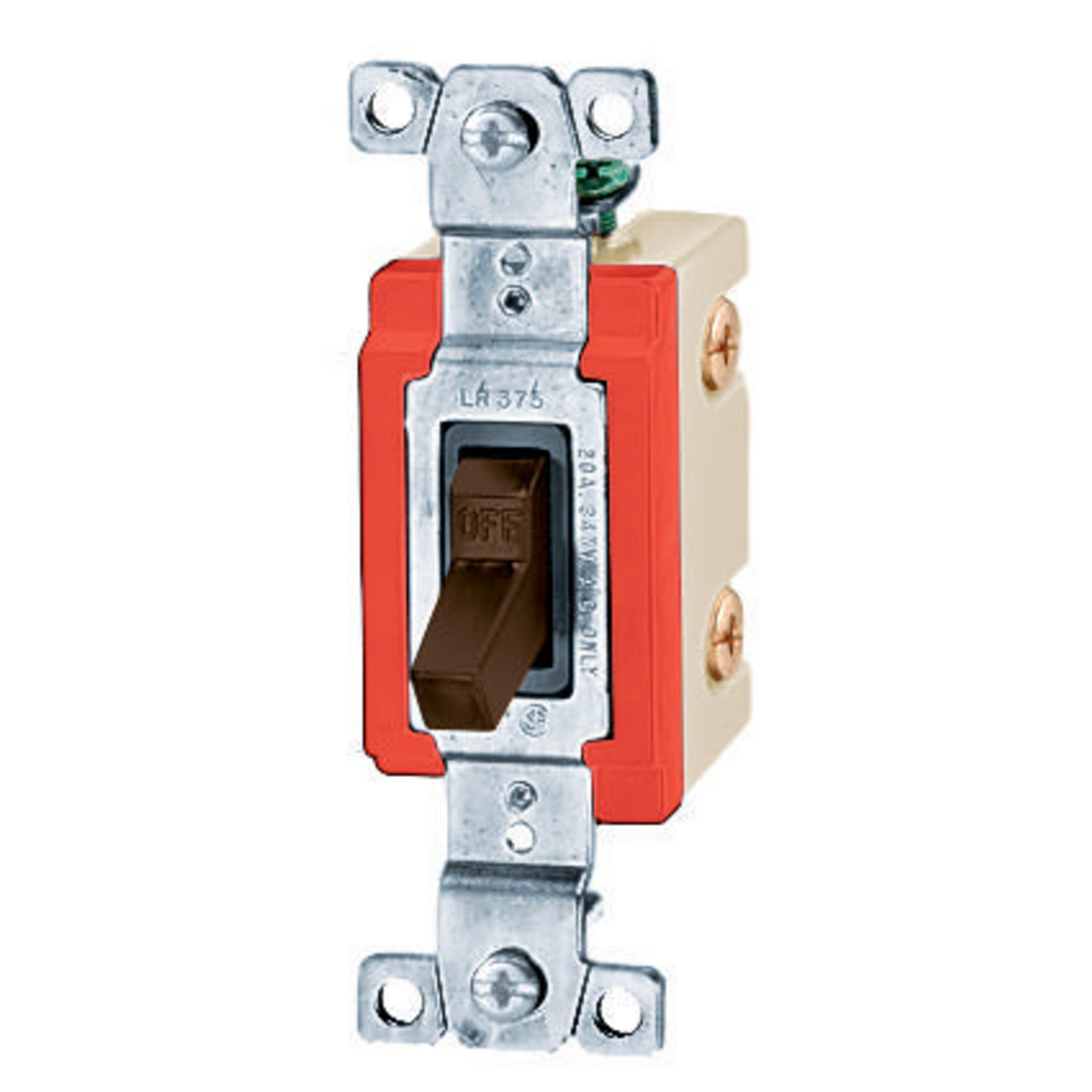 HBL18221CN Extra Heavy Duty General Purpose Standard Toggle Switch, 347 V AC, 20 A, 5540 W Power Rating, 2-Position Contact