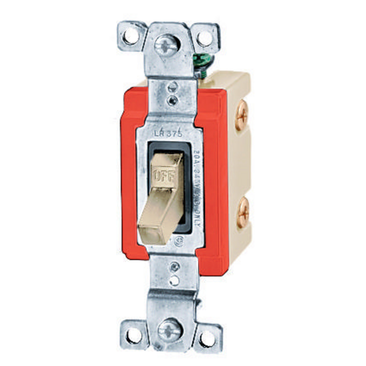 HBL18221ICN Extra Heavy Duty Standard AC Toggle Switch, 347 V AC, 20 A, 5540 W Power Rating, 2-Position Contact