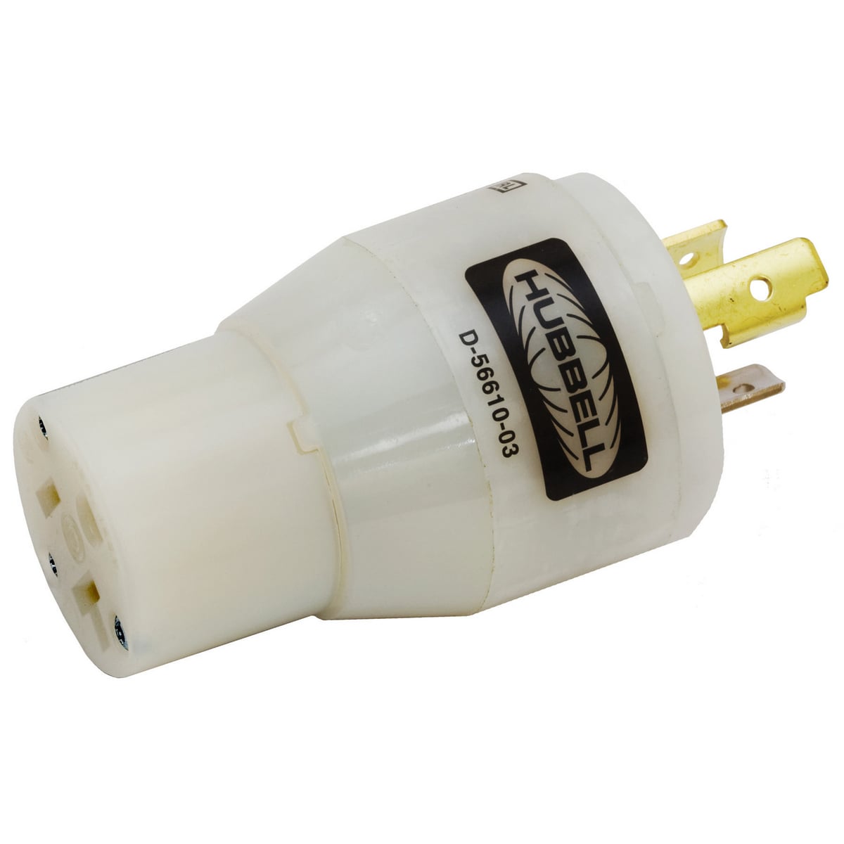 HBL2129 Grounding Standard Plug-In Mount Adapter, 125 V AC, 15 A, 2500 W Power Rating, Straight Female Slot End, Locking Male Blade End