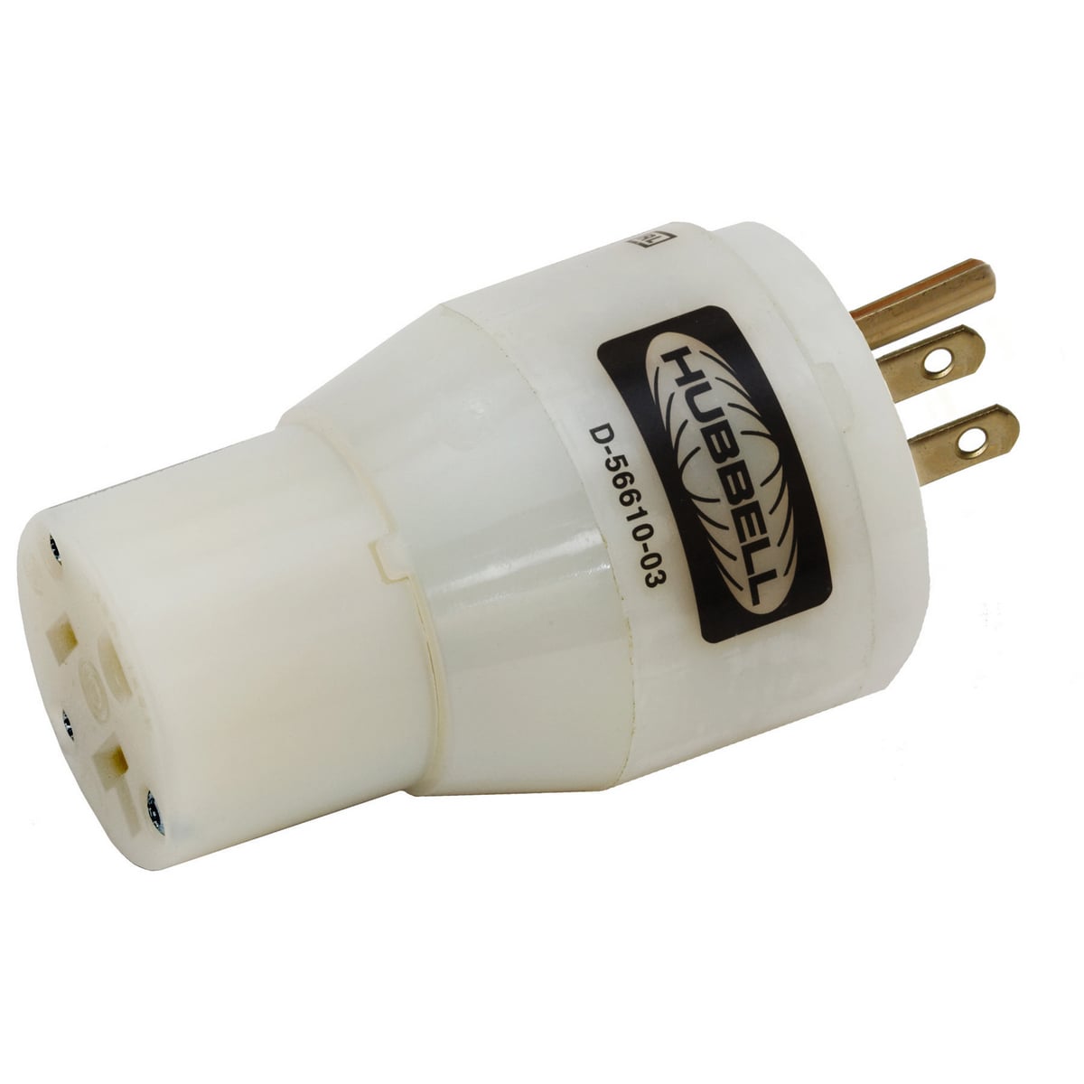HBL2270 Grounded Standard Plug-In Mount Convenience Adapter, 125 V AC, 15 A, 2500 W Power Rating, Female Slot End, Male Blade End