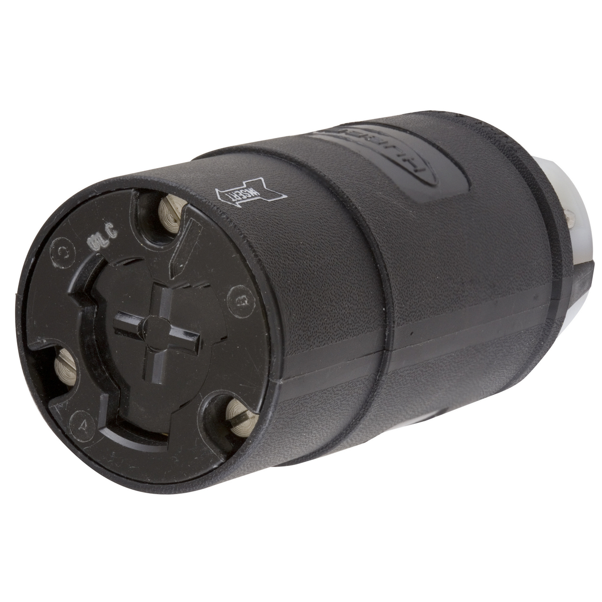 HBL23002GB Grounding Heavy Duty Cord Mount Locking Connector, 125 V AC, 20 A, 2 Poles, 3 Wires, Black