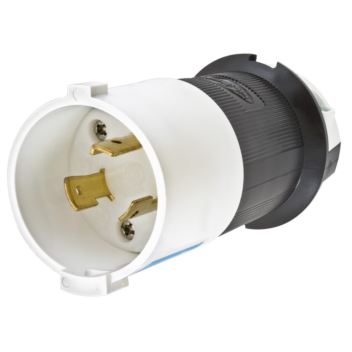 HBL2321S 1-Phase Grounding Cord Mount Locking Plug, 250 V AC, 20 A, 2 Poles, 3 Wires, Black/White