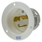 Locking Devices, Twist-Lock�, Industrial, Insulgrip� Flanged Inlet, 20A 250V AC, 2-Pole 3-Wire Grounding, NEMA L6-20P, Screw Terminal, Nylon casing, Back wired, White.