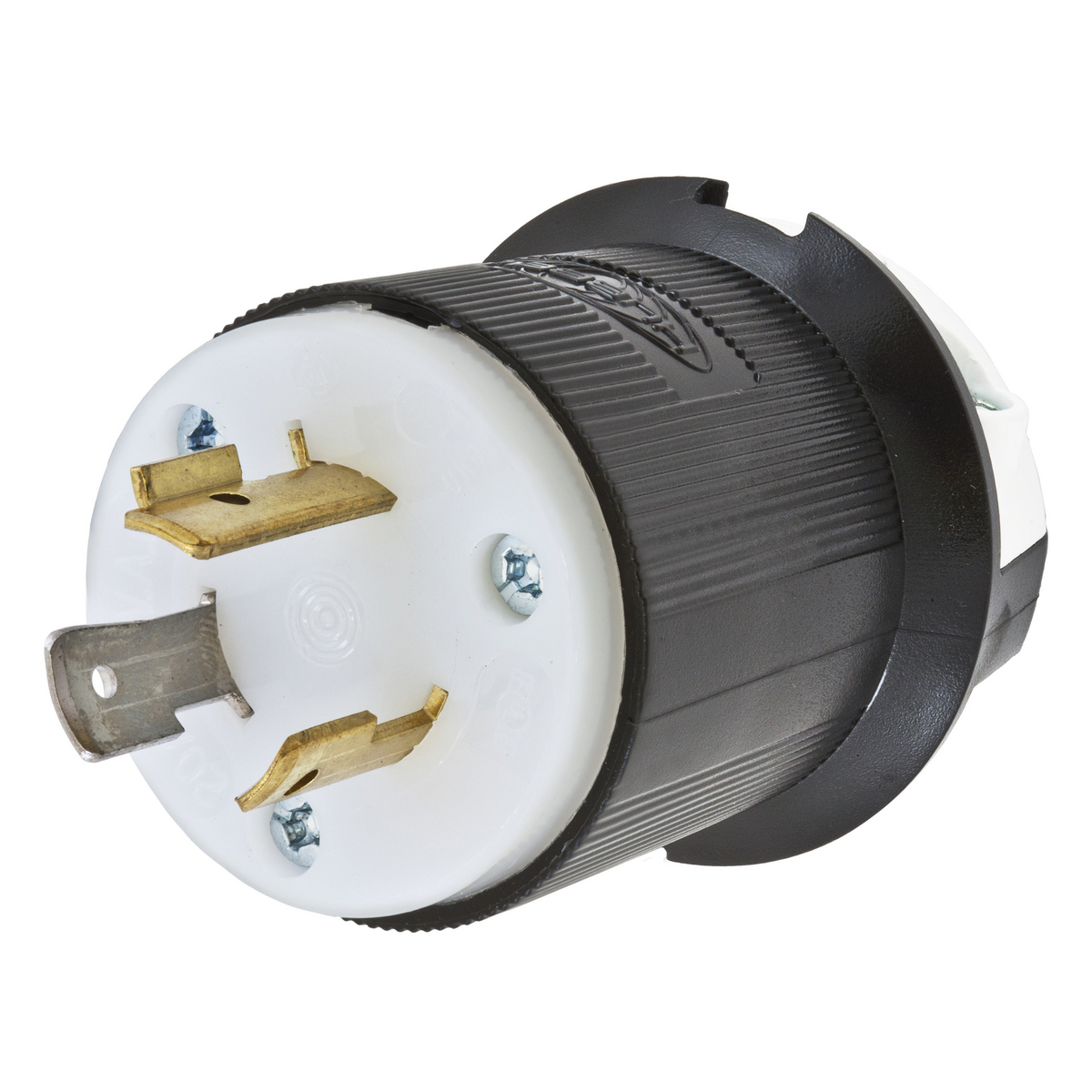HBL2331 1-Phase Grounding Cord Mount Locking Plug, 277 V AC, 20 A, 2 Poles, 3 Wires, Black/White