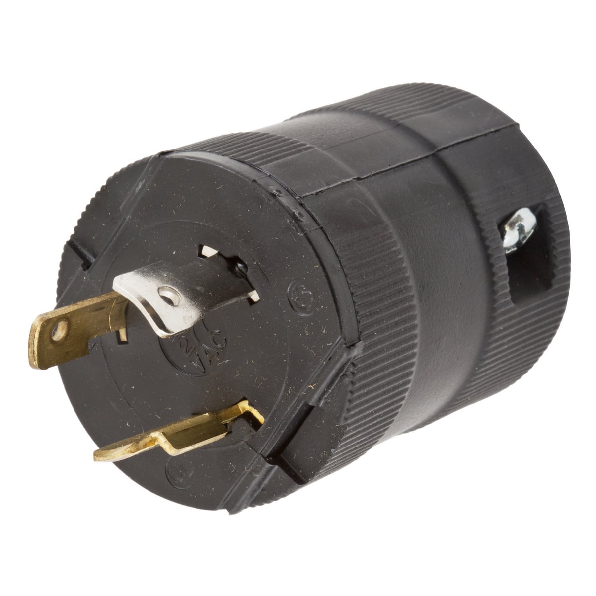 HBL2331VBK 1-Phase Grounding Male Cord Mount Locking Plug, 277 V AC, 20 A, 2 Poles, 3 Wires, Black