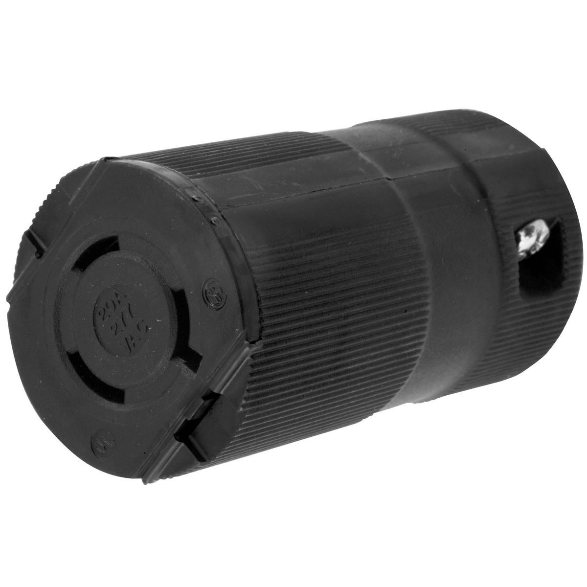 HBL2333VBK Grounding Locking Connector, 277 V AC, 20 A, 2 Poles, 3 Wires, Black