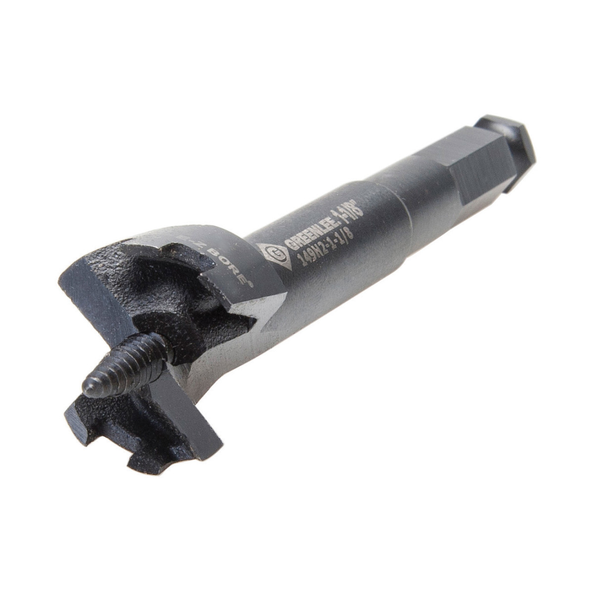 149H2-1-1/8 E-Z Bore Self-Feed Wood Boring Bit, 1-1/8 in Dia, 5 in OAL, 7/16 in Shank