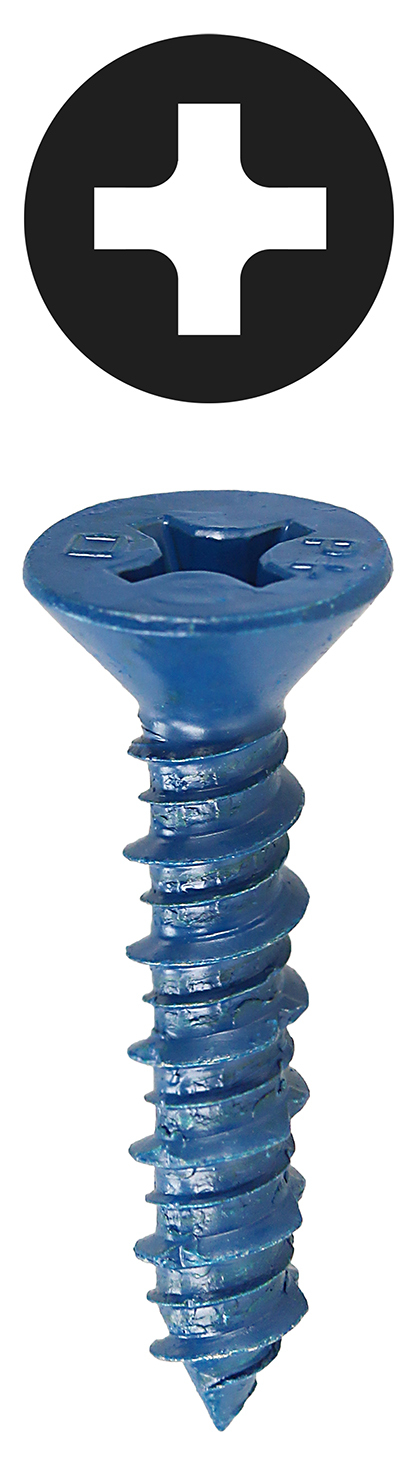 14P134 Phillips Head Concrete Anchor System, 1/4 in Dia, 1-3/4 in OAL, Slotted Head Drive, Steel