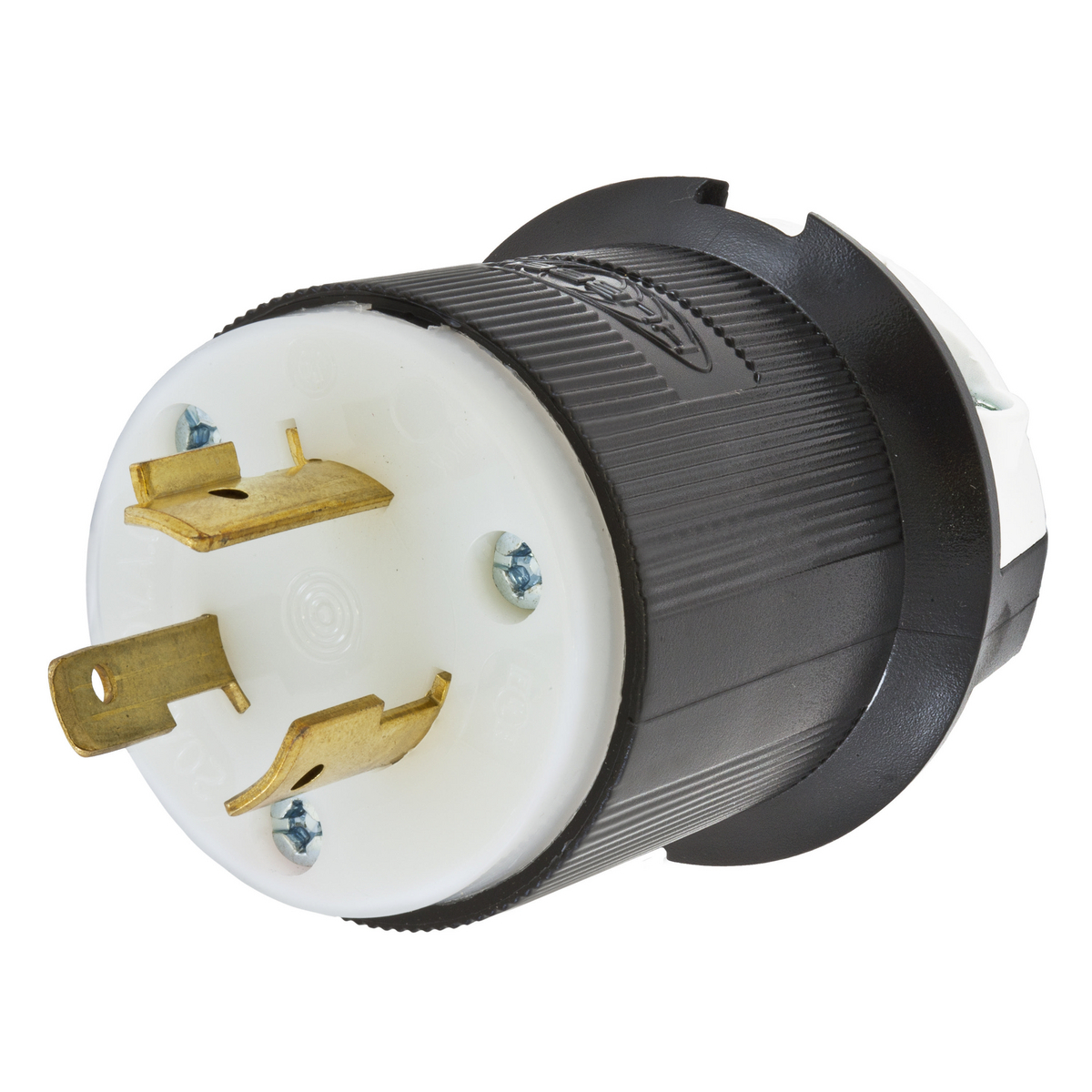 HBL2341 HBL 1-Phase Grounding Cord Mount Locking Plug, 480 V AC, 20 A, 2 Poles, 3 Wires, Black/White