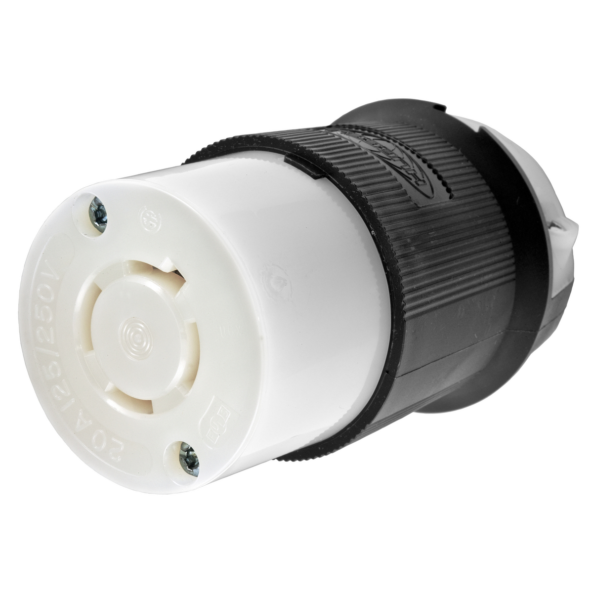 HBL2413 Grounding Heavy Duty Cord Mount Locking Connector, 125/250 V AC, 20 A, 3 Poles, 4 Wires, Black/White