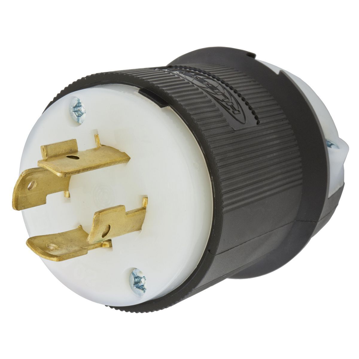 HBL2431 HBL 3-Phase Grounding Cord Mount Locking Plug, 480 V AC, 20 A, 3 Poles, 4 Wires, Black/White