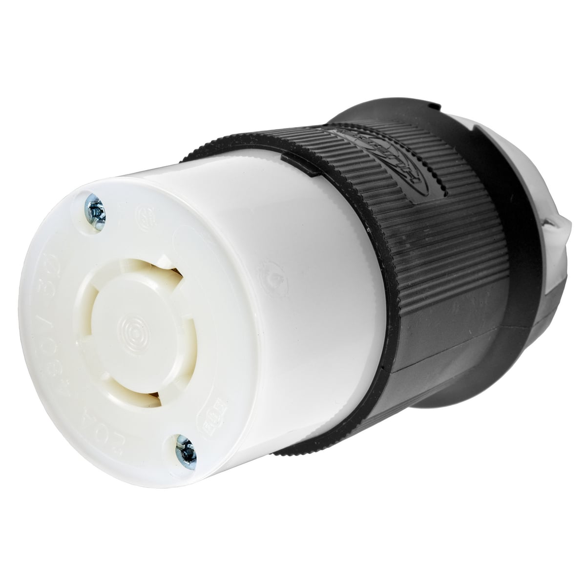 HBL2433 HBL Grounding Heavy Duty Cord Mount Locking Connector, 480 V AC, 20 A, 3 Poles, 4 Wires, Black/White