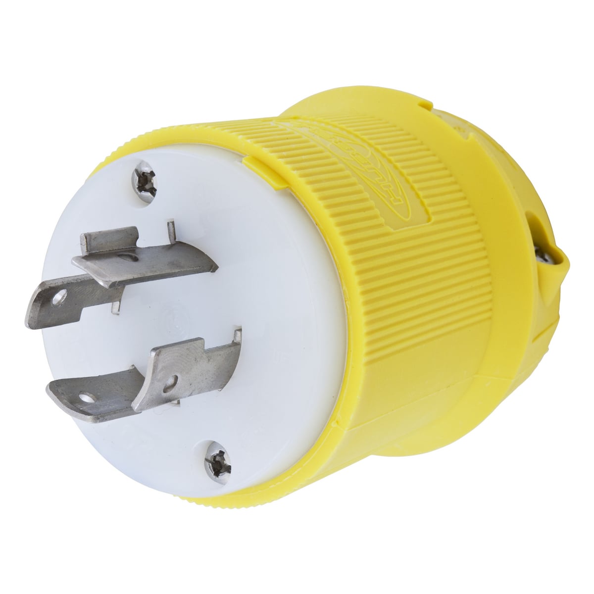 HBL24CM21 3-Phase Corrosion Resistant Grounding Cord Mount Locking Plug, 250 V AC, 20 A, 3 Poles, 4 Wires, Yellow