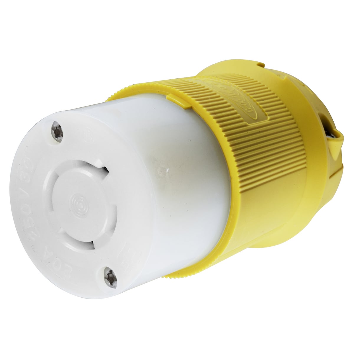 HBL24CM23 3-Phase Heavy Duty Isolated Grounding Standard Sized Cord Mount Female Connector, 250 Delta V AC, 20 A, 3 Poles, 4 Wires, Yellow