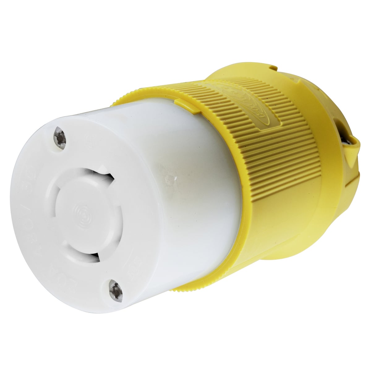 HBL24CM33 3-Phase Heavy Duty Isolated Grounding Standard Sized Cord Mount Female Connector, 480 Delta V AC, 20 A, 3 Poles, 4 Wires, Yellow