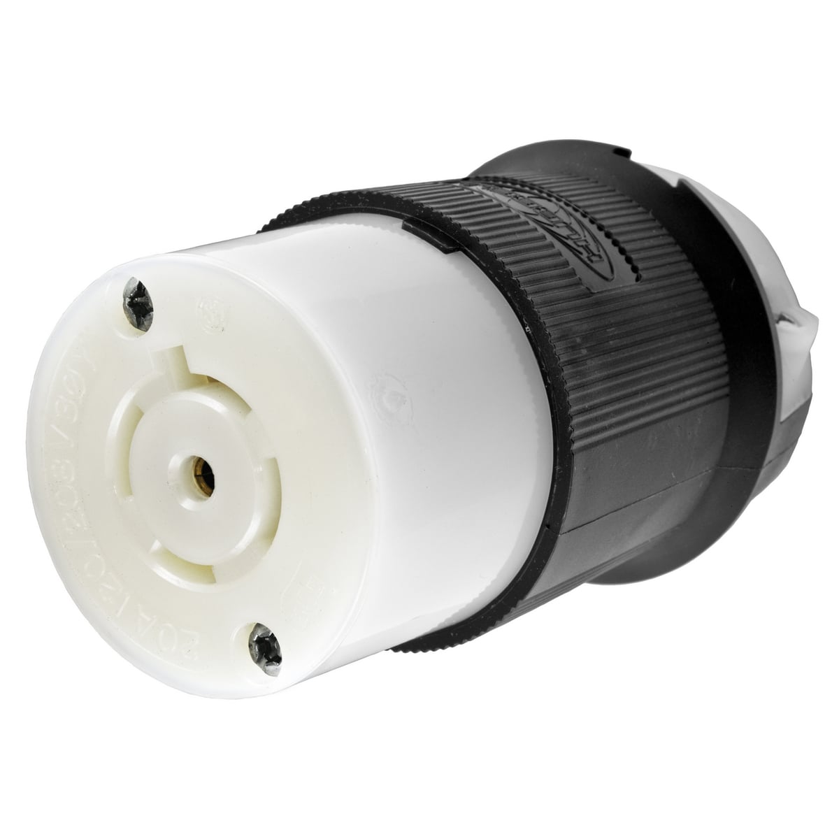 HBL2513FC 3-Phase Heavy Duty Isolated Grounding Standard Sized Cord Mount Female Connector, 120Y/208 V AC, 20 A, 4 Poles, 5 Wires, Black/White