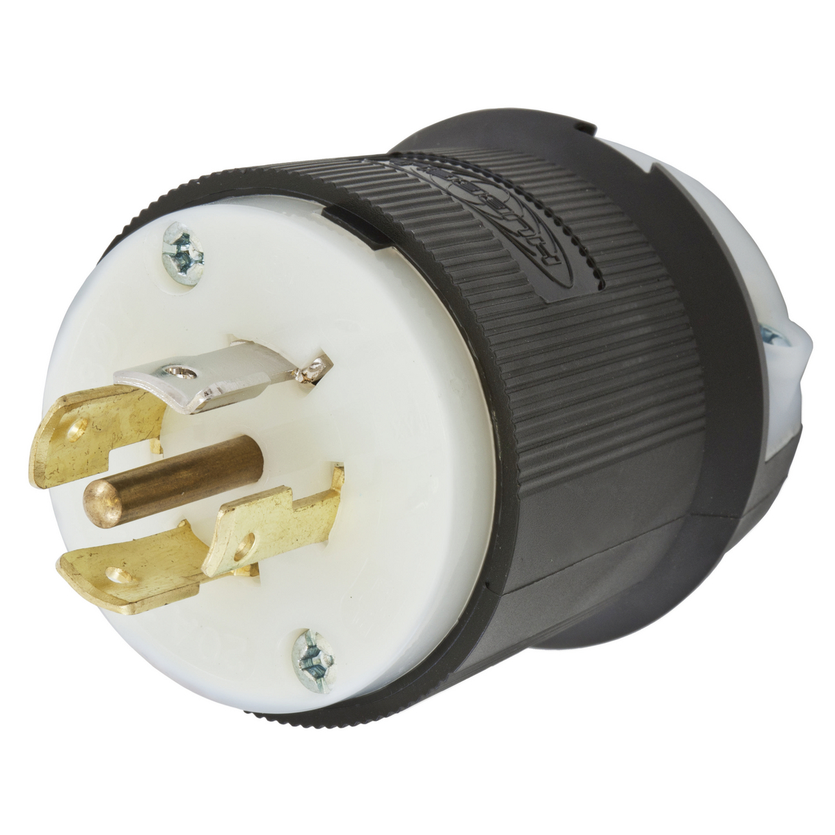 HBL2531 HBL 3-Phase Grounding Cord Mount Locking Plug, 347/600 V AC, 20 A, 4 Poles, 5 Wires, Black/White