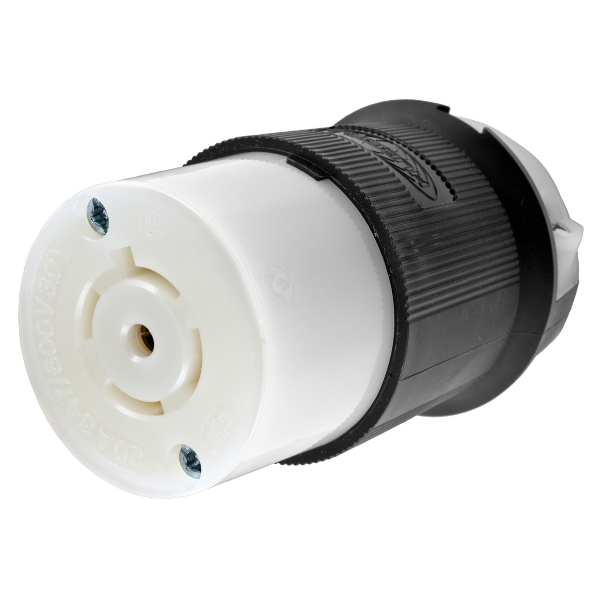 HBL2533 Grounding Heavy Duty Cord Mount Locking Connector, 347/600 V AC, 20 A, 4 Poles, 5 Wires, Black/White