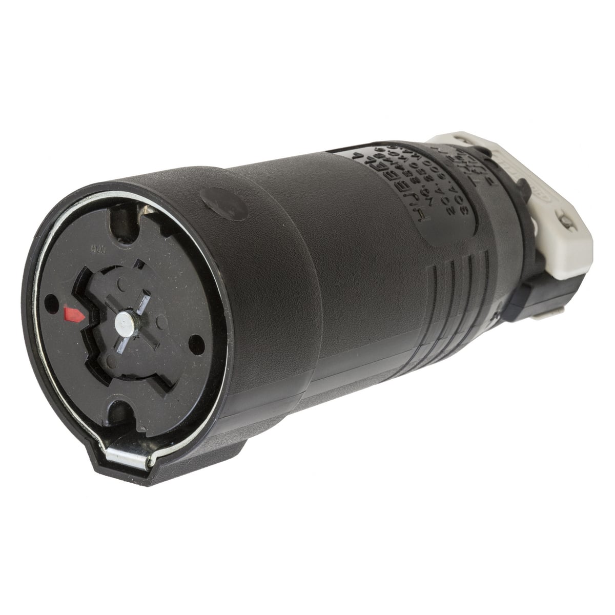 HBL25414B HBL Heavy Duty Non-Grounding Cord Mount Locking Connector, 600 V AC/250 V DC, 20/30 A, 4 Poles, 5 Wires, Black/White