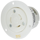 Locking Devices, Twist-Lock, Industrial, Flanged Receptacle, 30A 125V AC, 2-Pole 3-Wire Grounding, L5-30R, Screw Terminal, White.