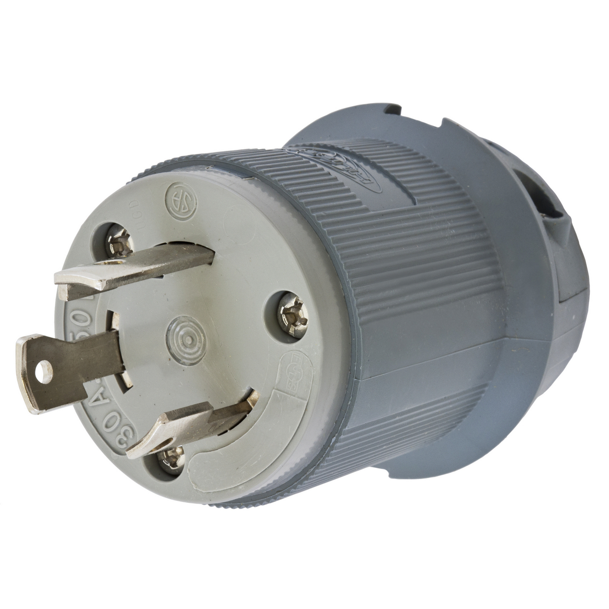 HBL2621F Locking Plug, 250 V AC, 30 A, 2 Poles, 3 Wires, Gray