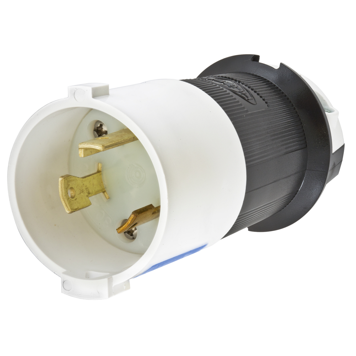 HBL2621S 1-Phase Grounding Cord Mount Locking Plug, 250 V AC, 30 A, 2 Poles, 3 Wires, Black/White