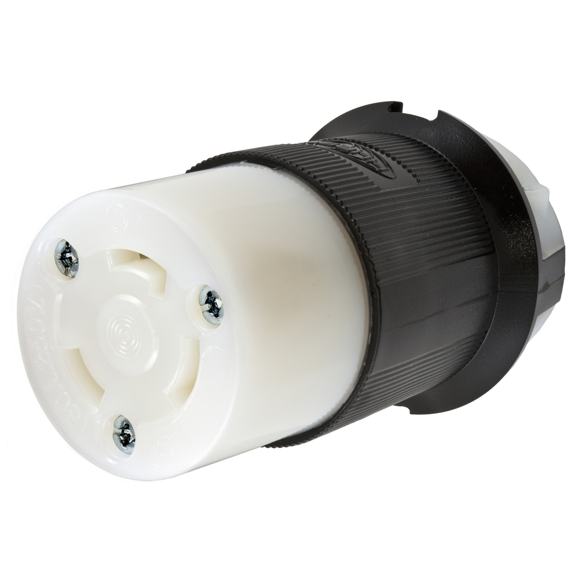 HBL2623 Female Grounding Standard Cord Mount Connector, 250 V AC, 30 A, 2 Poles, 3 Wires, Black/White