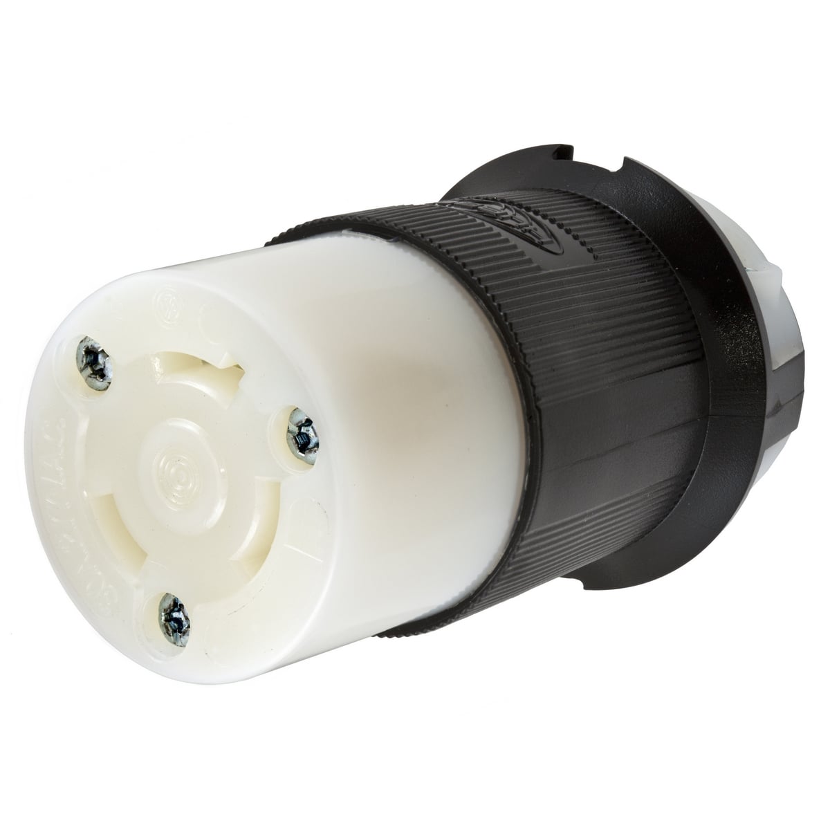 HBL2633 Heavy Duty Isolated Grounding Standard Sized Cord Mount Female Connector, 277 V AC, 30 A, 2 Poles, 3 Wires, Black/White