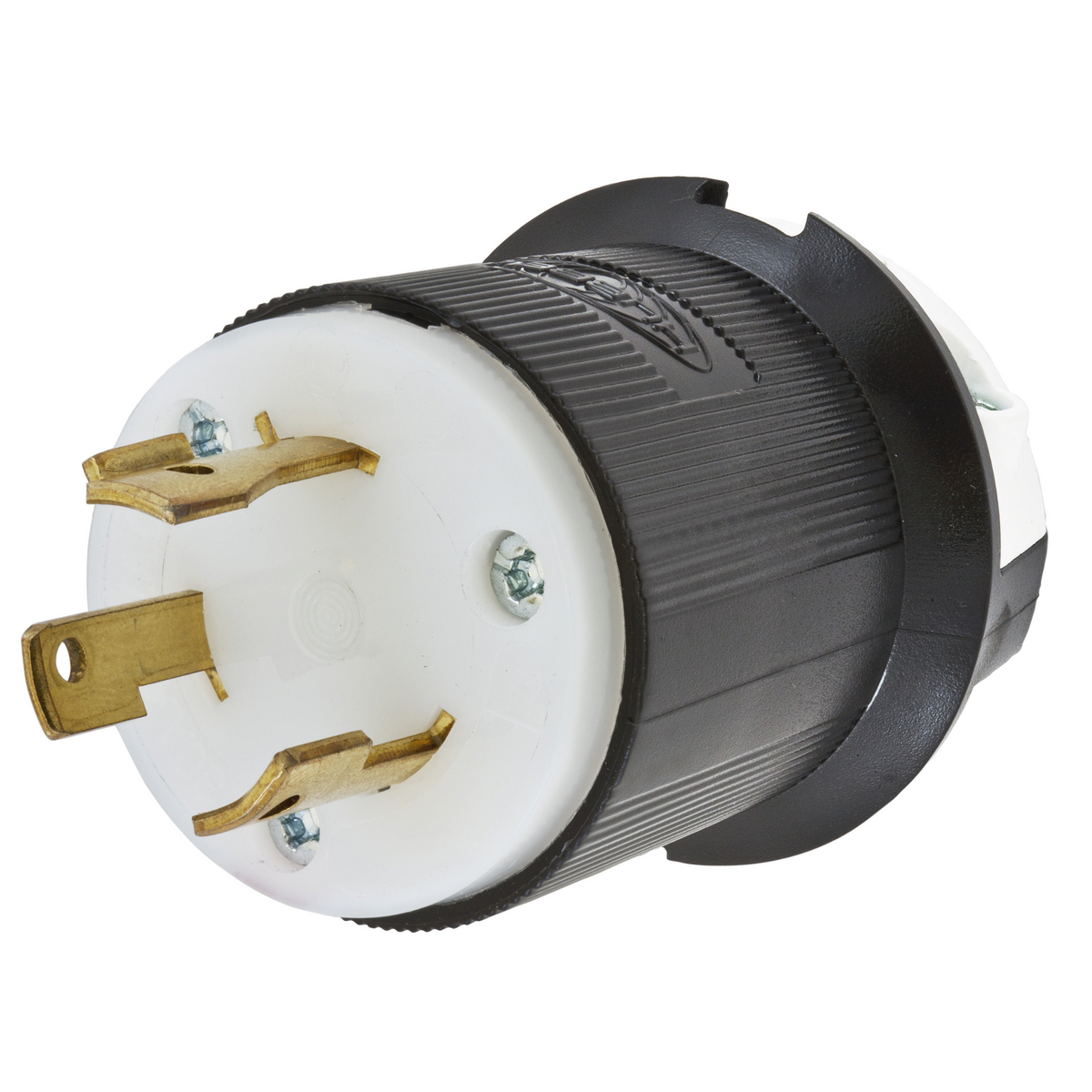 HBL2641 1-Phase Grounding Cord Mount Locking Plug, 480 V AC, 30 A, 2 Poles, 3 Wires, Black/White