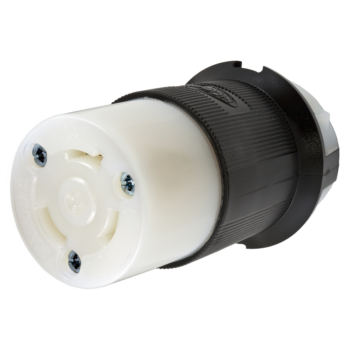 HBL2643 HBL Grounding Heavy Duty Cord Mount Locking Connector, 480 V AC, 30 A, 2 Poles, 3 Wires, Black/White