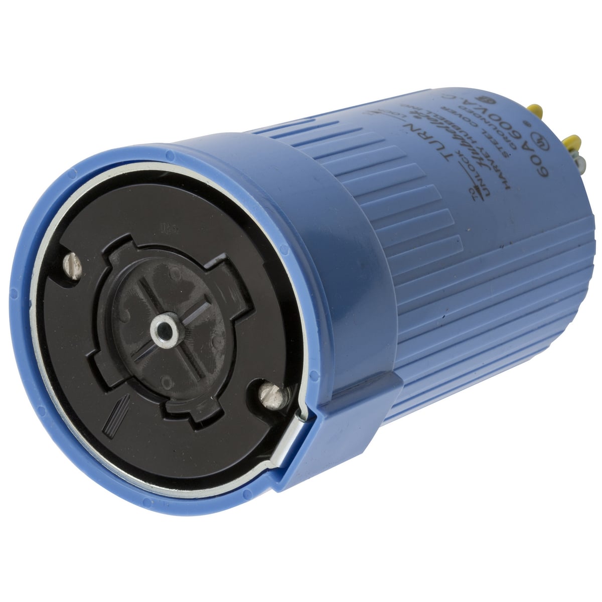 HBL26516 Heavy Duty Isolated Grounding Standard Sized Cord Mount Female Connector, 600 V AC, 60 A, 4 Poles, 5 Wires, Blue