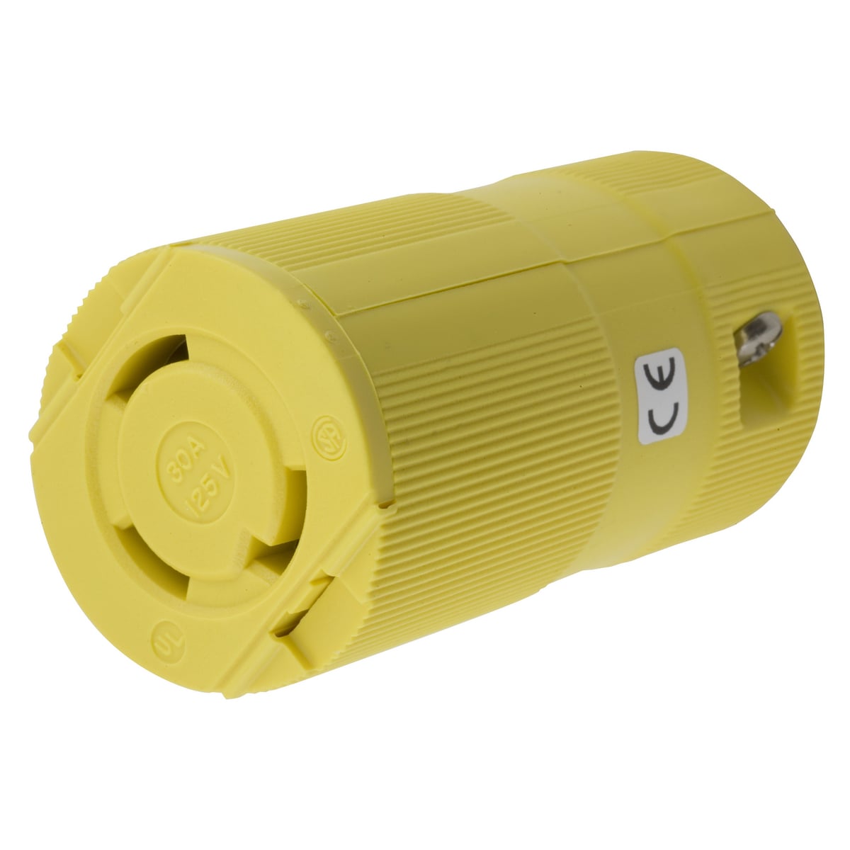 HBL26CM13V Heavy Duty Isolated Grounding Standard Sized Cord Mount Corrosion Resistant Female Connector, 125 V AC, 30 A, 2 Poles, 3 Wires, Yellow