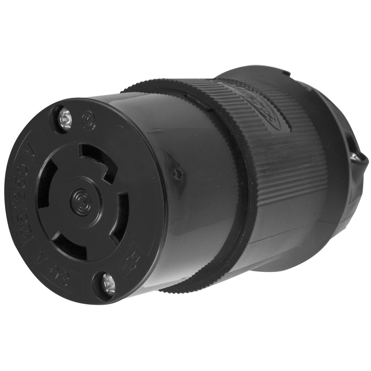 HBL2713BK Heavy Duty Female Grounding Insulated Standard Cord Mount Locking Connector, 125/250 V AC, 30 A, 3 Poles, 4 Wires, Black