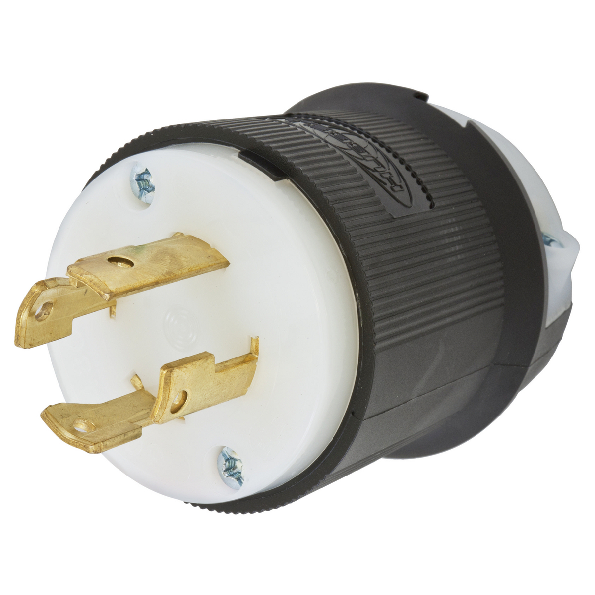 HBL2731 HBL 3-Phase Grounding Cord Mount Locking Plug, 480 V AC, 30 A, 3 Poles, 4 Wires, Black/White