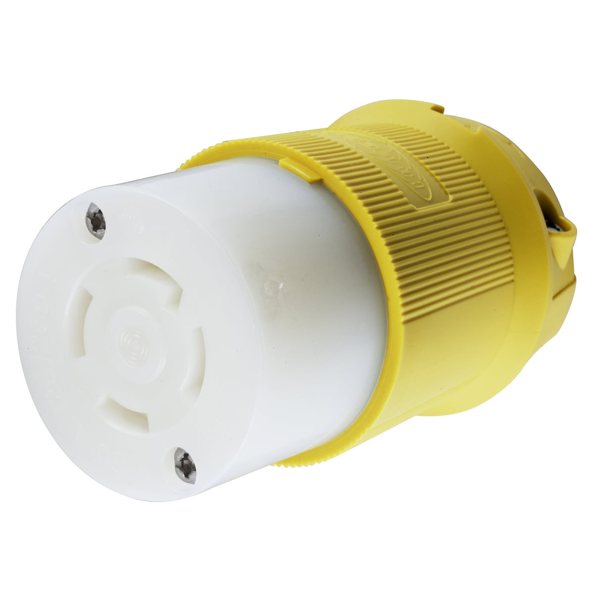 HBL27CM13 Heavy Duty Isolated Grounding Standard Sized Cord Mount Corrosion Resistant Female Connector, 125/250 V AC, 30 A, 3 Poles, 4 Wires, Yellow