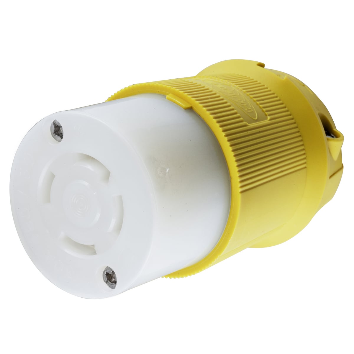 HBL27CM33 3-Phase Corrosion Resistant Heavy Duty Isolated Grounding Standard Sized Cord Mount Female Connector, 480 Delta V AC, 30 A, 3 Poles, 4 Wires, Yellow