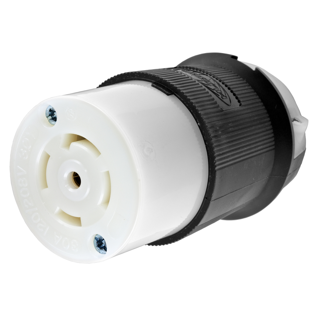 HBL2813 Grounding Heavy Duty Cord Mount Locking Connector, 120/208Y V AC, 30 A, 4 Poles, 5 Wires, Black/White