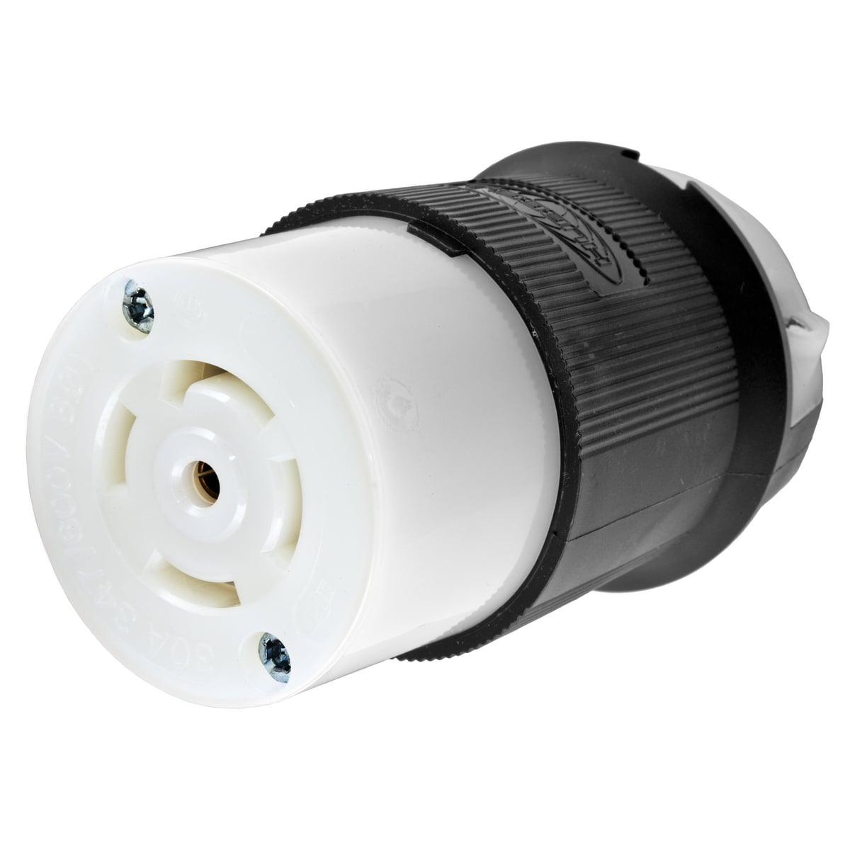 HBL2833 Heavy Duty Non-Grounding Cord Mount Locking Connector, 347/600Y V AC, 30 A, 4 Poles, 5 Wires, Black/White