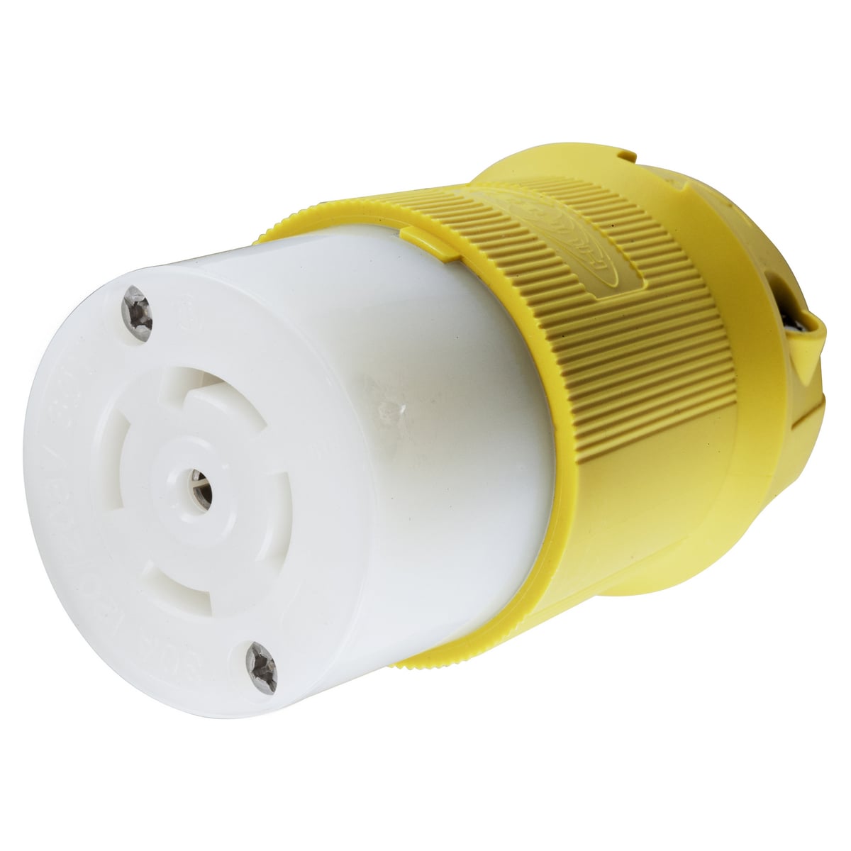HBL28CM13 3-Phase Corrosion Resistant Heavy Duty Isolated Grounding Standard Sized Cord Mount Female Connector, 120Y/208 V AC, 30 A, 4 Poles, 5 Wires, Yellow