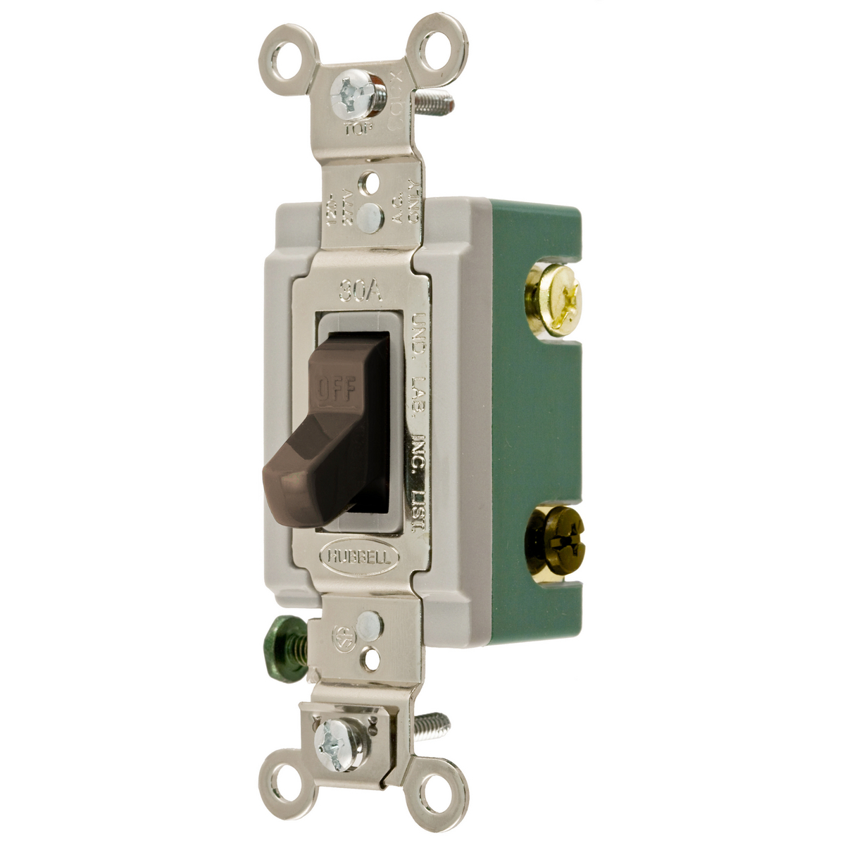 HBL3033 3-Way Extra Heavy Duty General Purpose Standard Toggle Switch, 120 to 277 VAC, 30 A, 8310 W Power Rating, 2-Position Contact