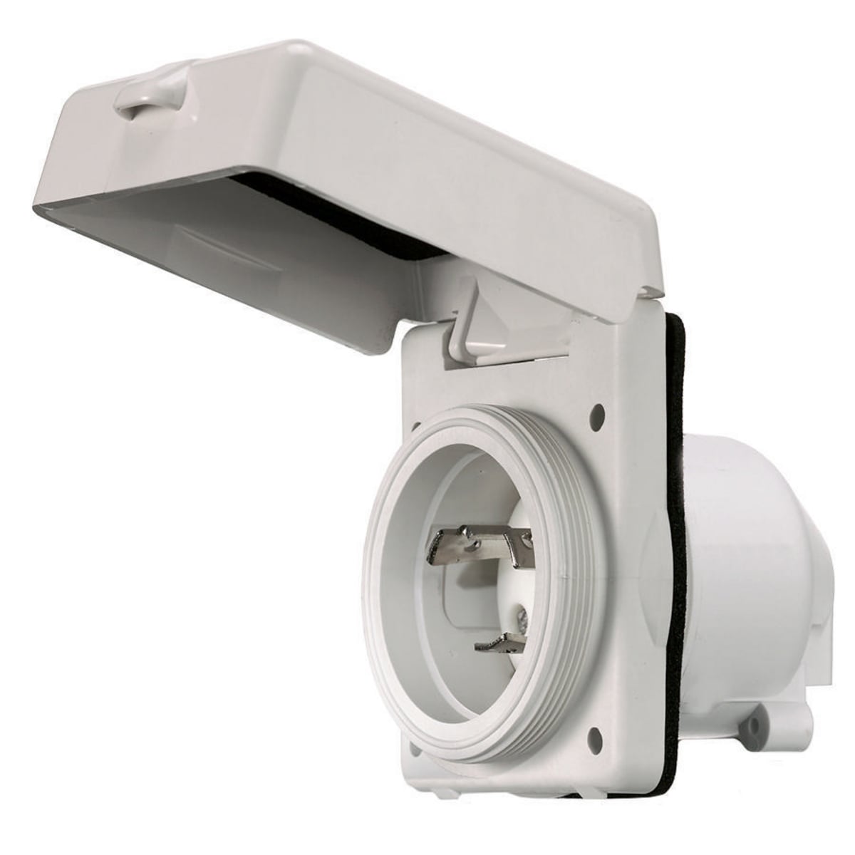 HBL303NM Grounding Screw Mount Watertight Hull Inlet, 125 V AC, 30 A, 2 Poles, 3 Wires, White
