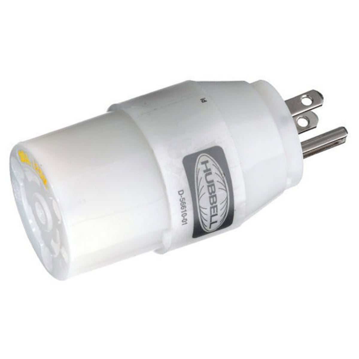 HBL31CM28 Grounding Standard Plug-In Mount Molded Adapter, 125 V AC, 15 A, 3750 W Power Rating, Locking Female Slot End, Male Blade End