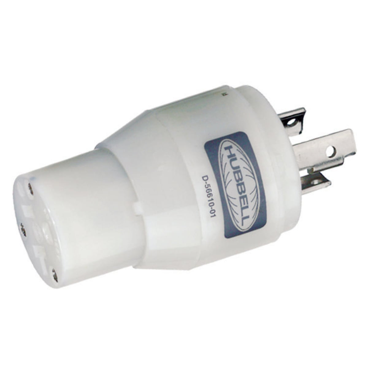 HBL31CM29 Grounded Standard Plug-In Mount Molded Adapter, 125 VAC, 15 A, 3750 W Power Rating, Locking Male Slot End, Female Blade End