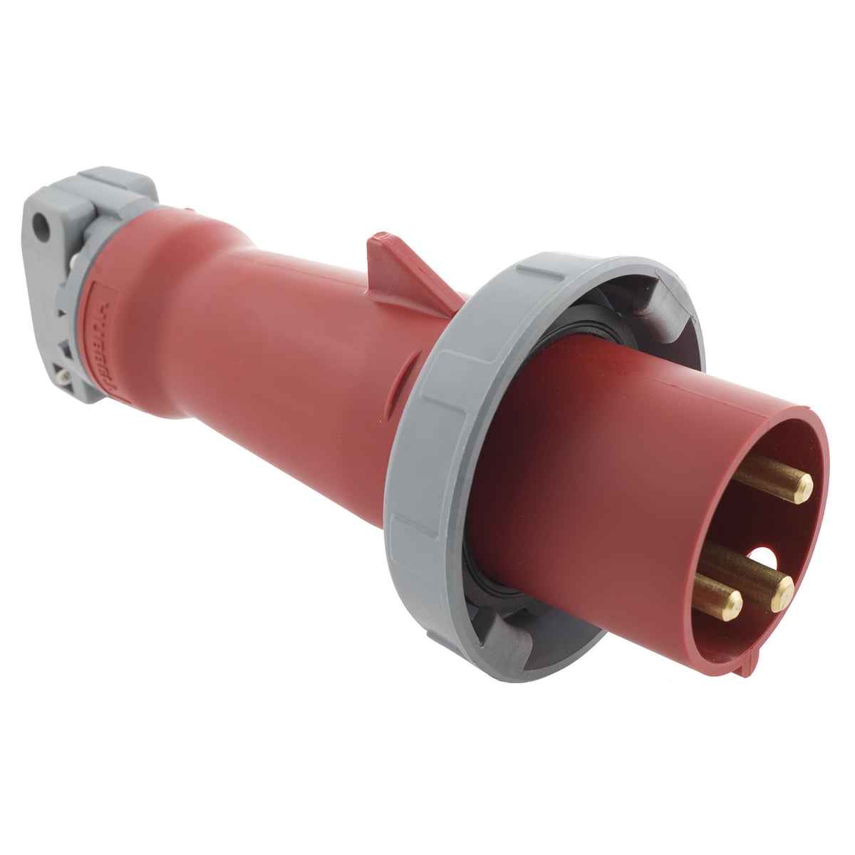HBL320P7W 1-Phase Male Watertight Standard Cord Mount Pin and Sleeve Plug, 480 V AC, 20 A, 2 Poles, 3 Wires, Red