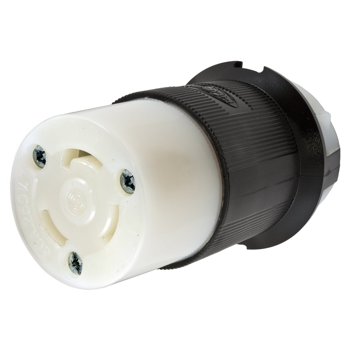 HBL3333GC 3-Phase Heavy Duty Isolated Grounding Standard Sized Cord Mount Female Connector, 250 V AC, 30 A, 2 Poles, 3 Wires, Black/White