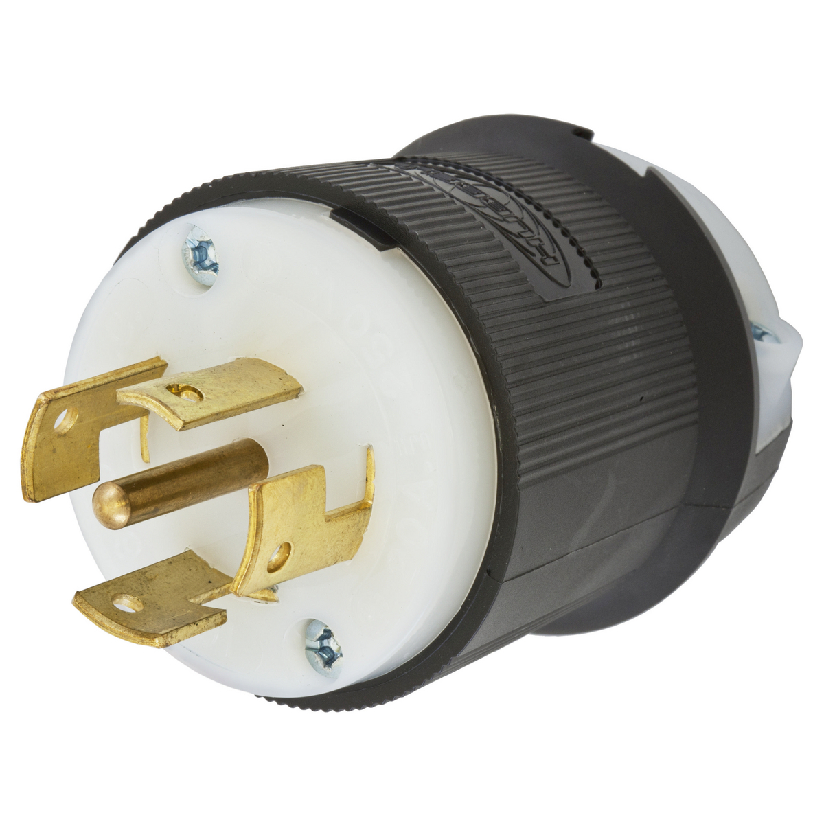 HBL3521C HBL 3-Phase Grounding Cord Mount Locking Plug, 250/600 V AC, 20 A, 4 Poles, 5 Wires, Black/White